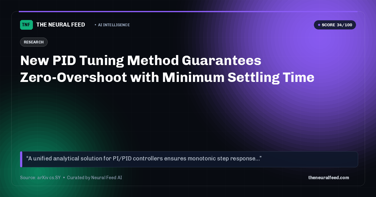 New PID Tuning Method Guarantees Zero-Overshoot with Minimum Settling Time