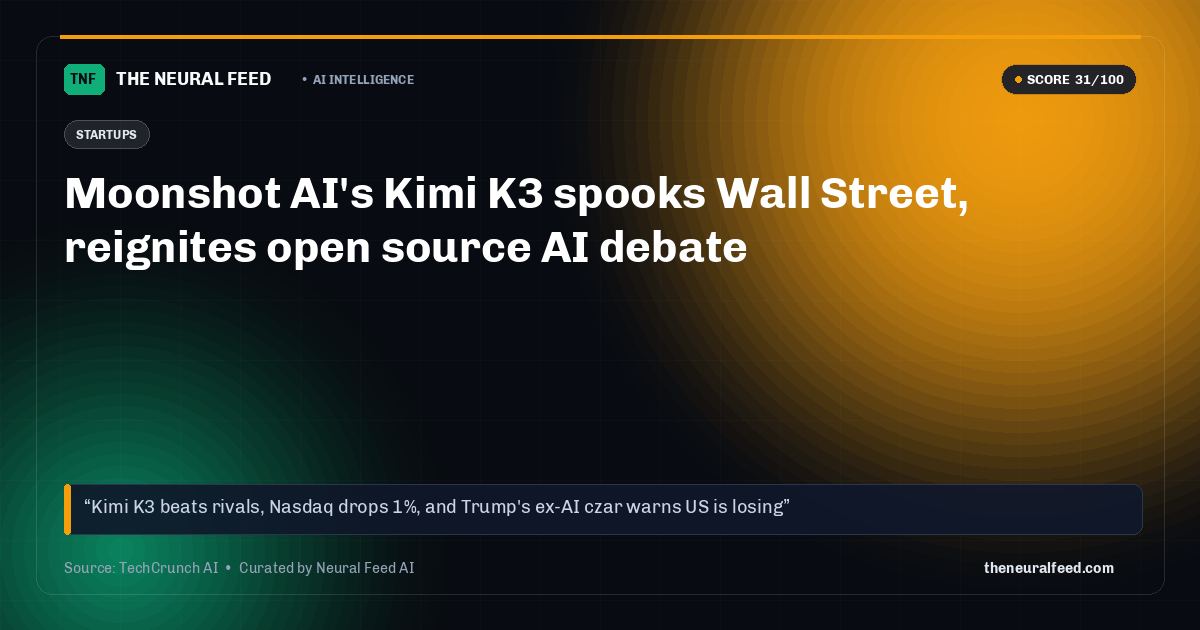 Moonshot AI's Kimi K3 spooks Wall Street, reignites open source AI debate