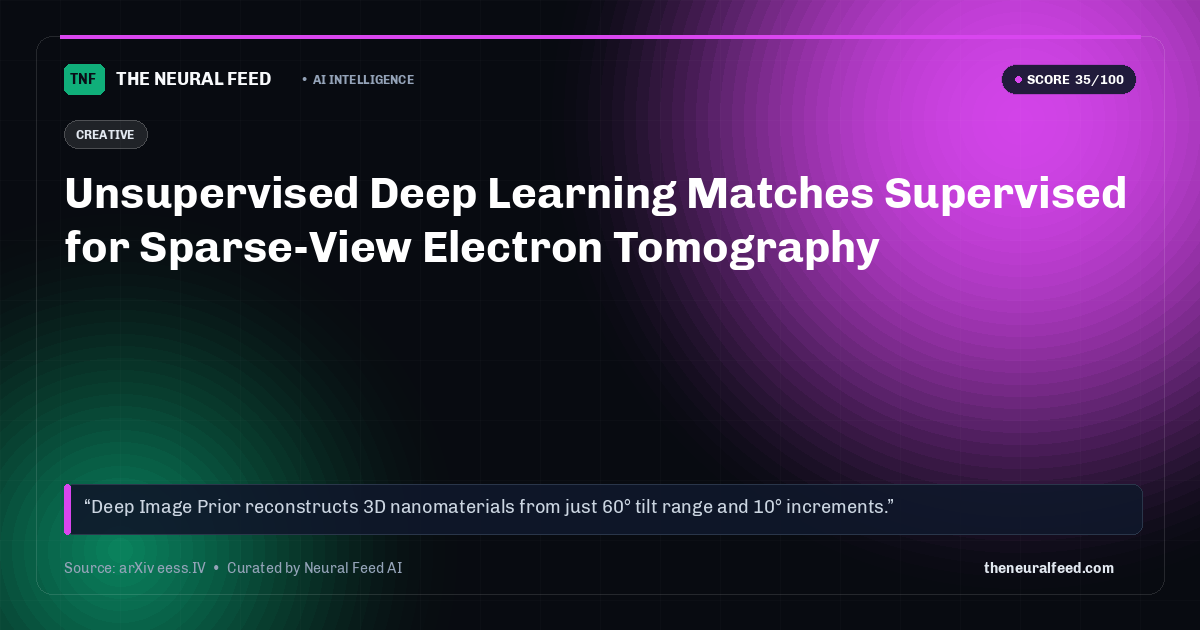 Unsupervised Deep Learning Matches Supervised for Sparse-View Electron Tomography