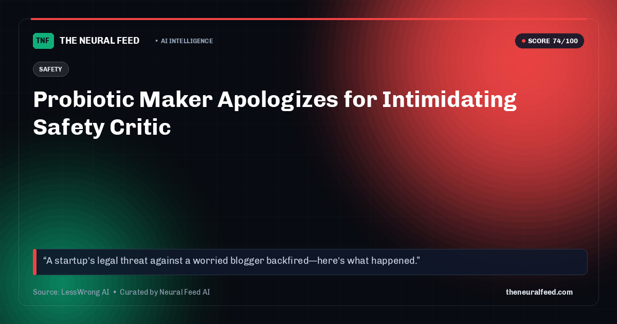 Probiotic Maker Apologizes for Intimidating Safety Critic