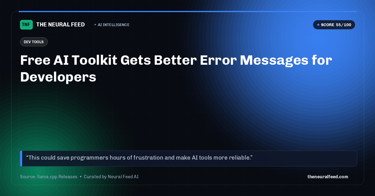 Free AI Toolkit Gets Better Error Messages for Developers