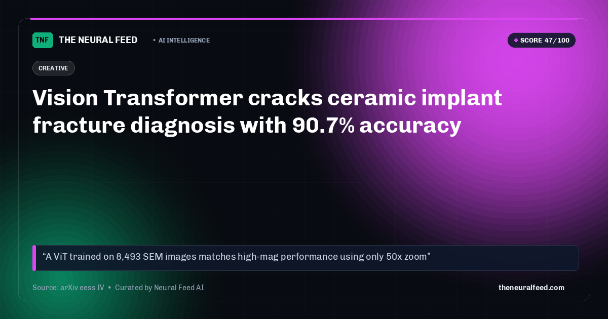 Vision Transformer cracks ceramic implant fracture diagnosis with 90.7% accuracy