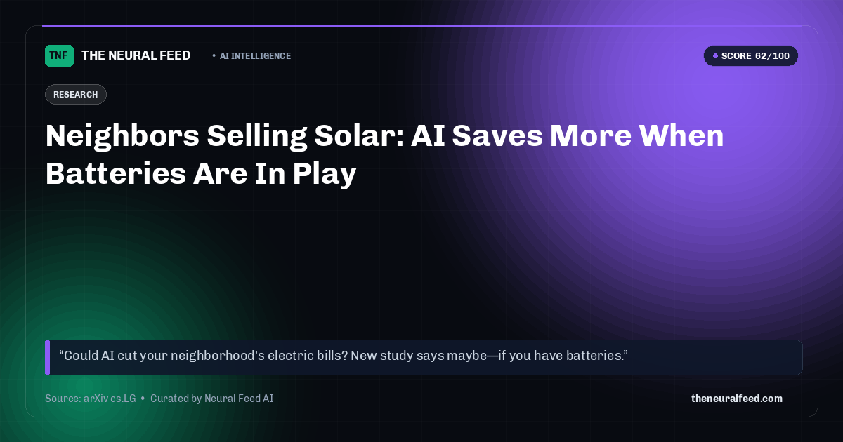 Neighbors Selling Solar: AI Saves More When Batteries Are In Play