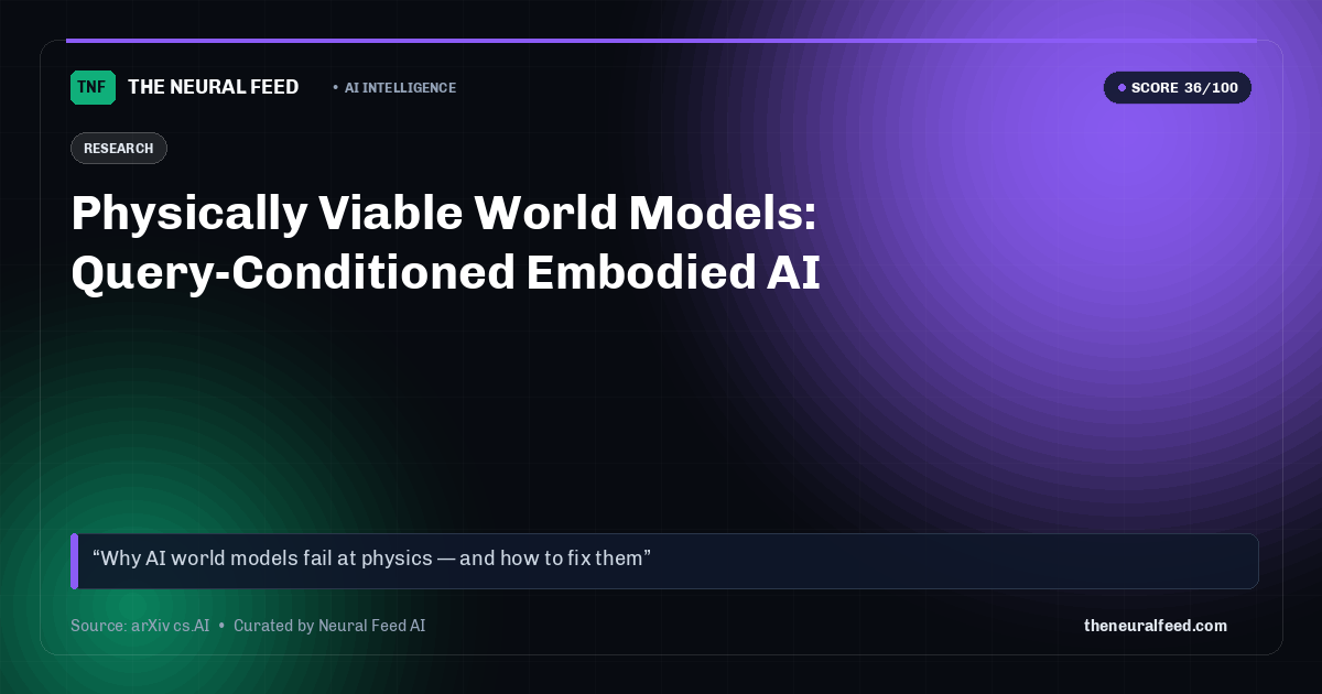 Physically Viable World Models: Query-Conditioned Embodied AI