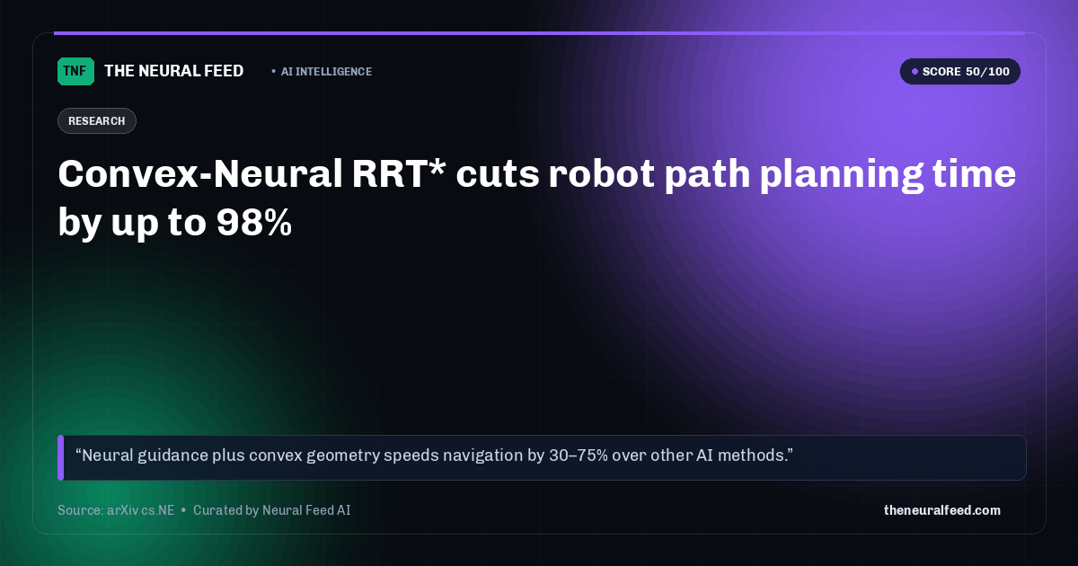 Convex-Neural RRT* cuts robot path planning time by up to 98%