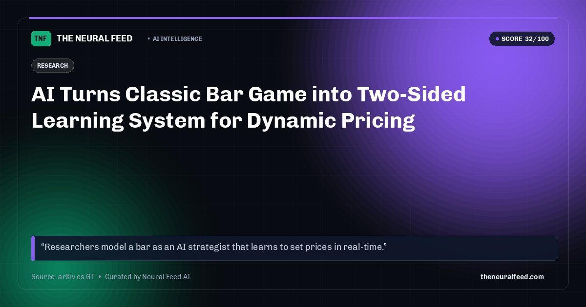 AI Turns Classic Bar Game into Two-Sided Learning System for Dynamic Pricing