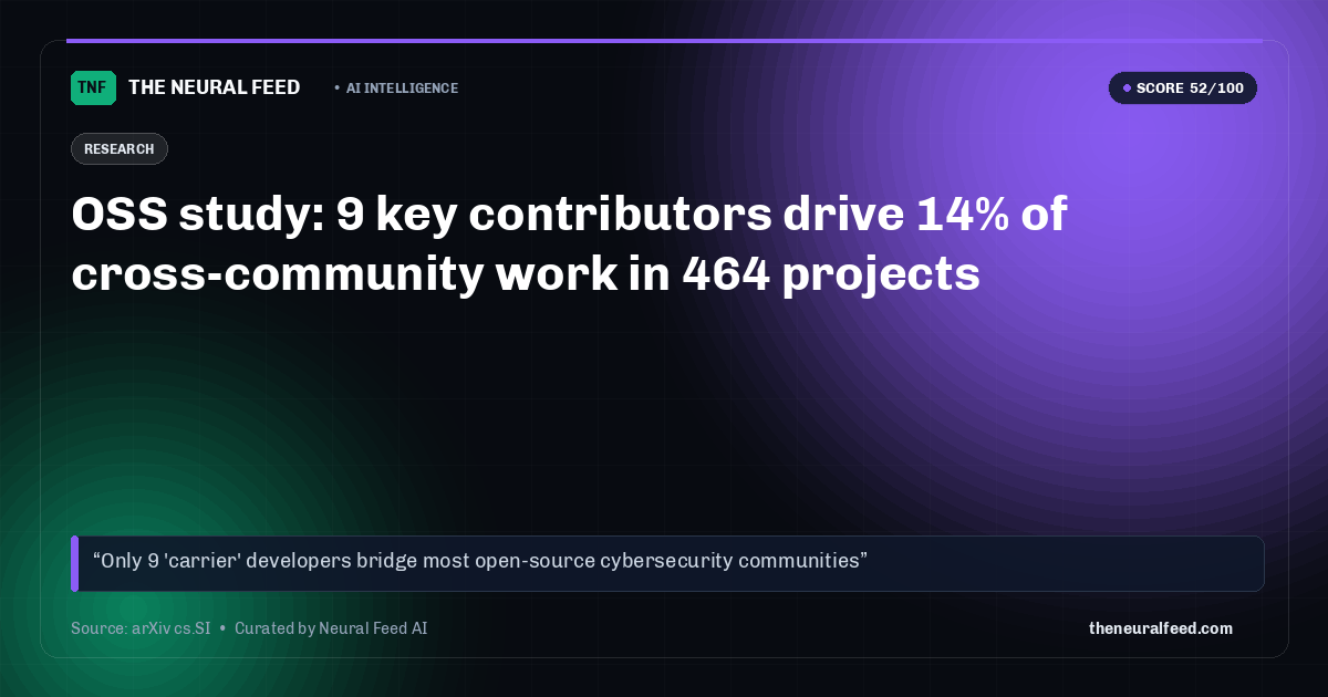 OSS study: 9 key contributors drive 14% of cross-community work in 464 projects
