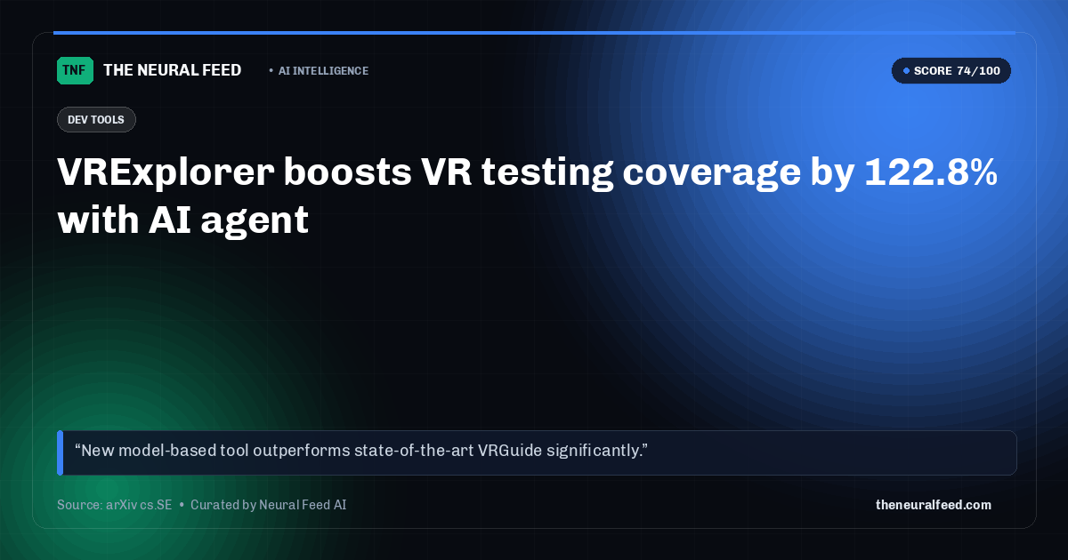 VRExplorer boosts VR testing coverage by 122.8% with AI agent
