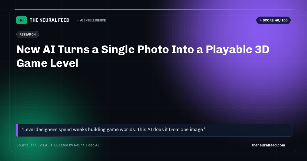 New AI Turns a Single Photo Into a Playable 3D Game Level