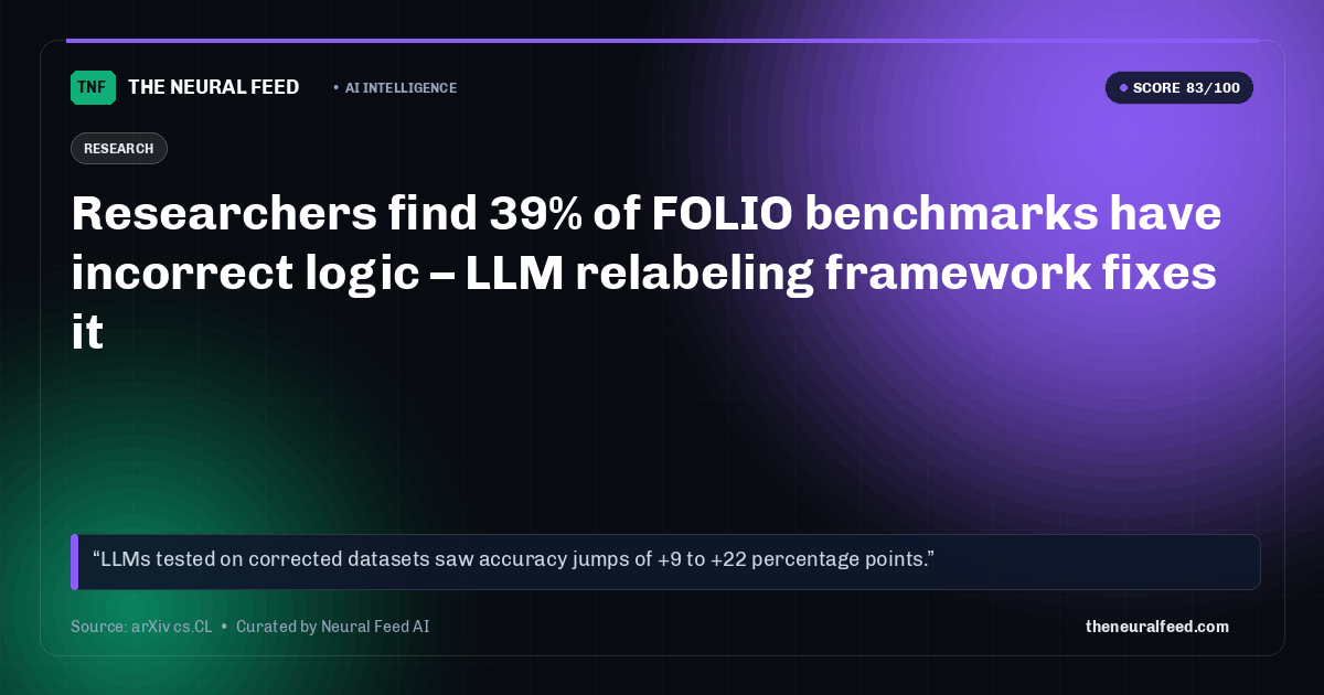 Researchers find 39% of FOLIO benchmarks have incorrect logic – LLM relabeling framework fixes it
