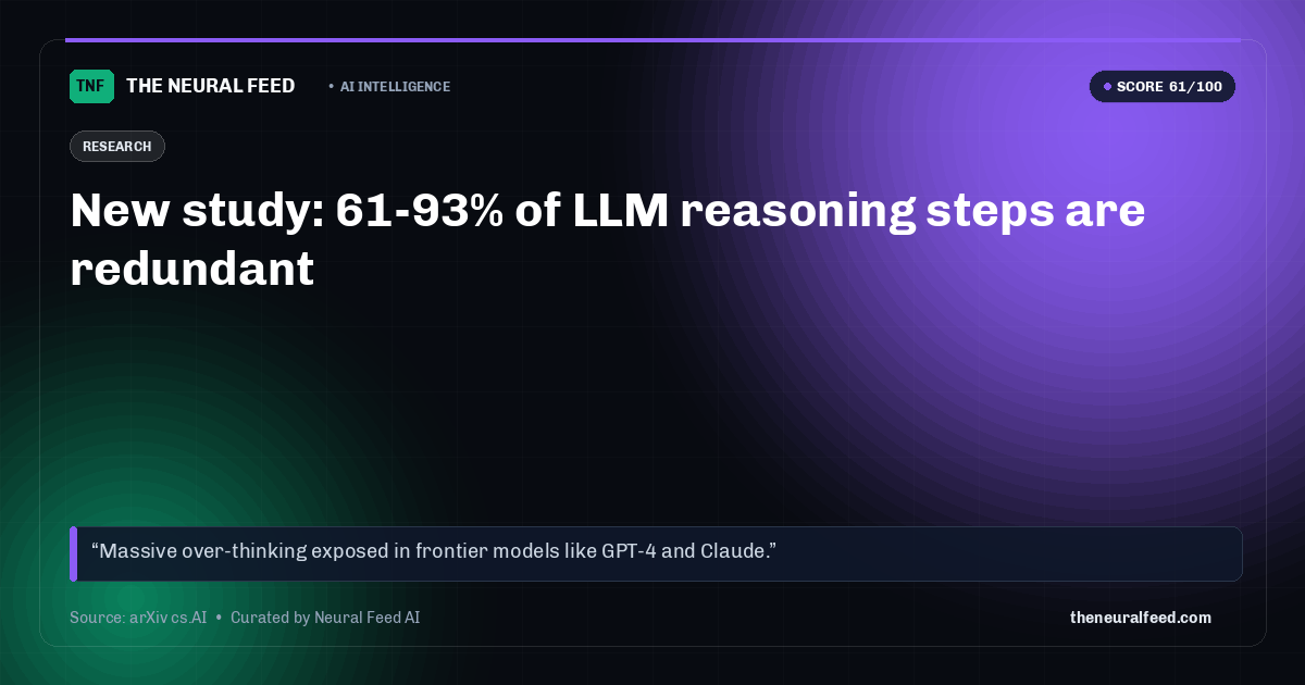 New study: 61-93% of LLM reasoning steps are redundant