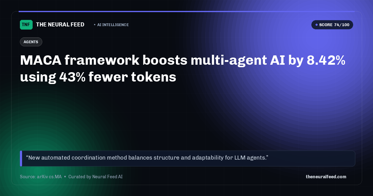 MACA framework boosts multi-agent AI by 8.42% using 43% fewer tokens