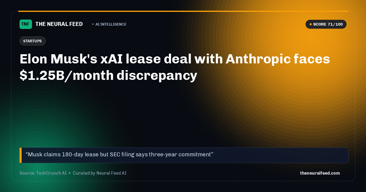 Elon Musk's xAI lease deal with Anthropic faces $1.25B/month discrepancy
