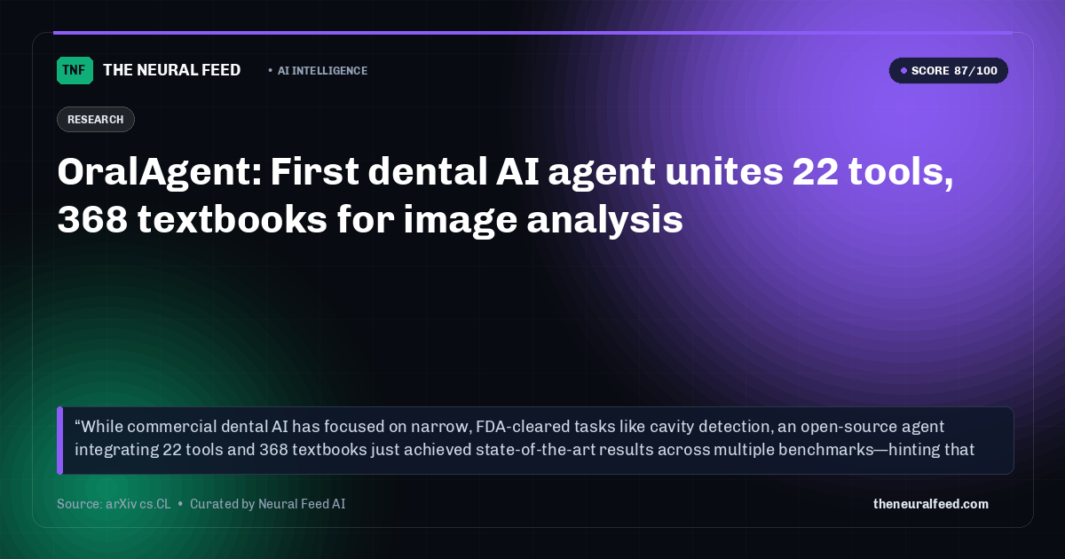 OralAgent: First dental AI agent unites 22 tools, 368 textbooks for image analysis