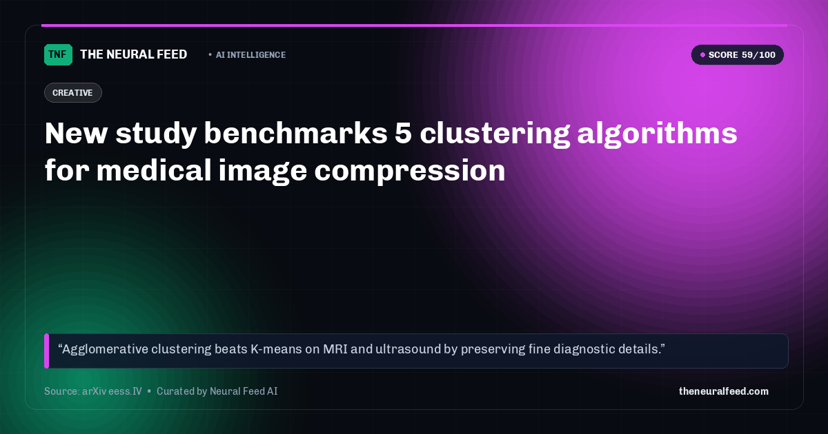 New study benchmarks 5 clustering algorithms for medical image compression