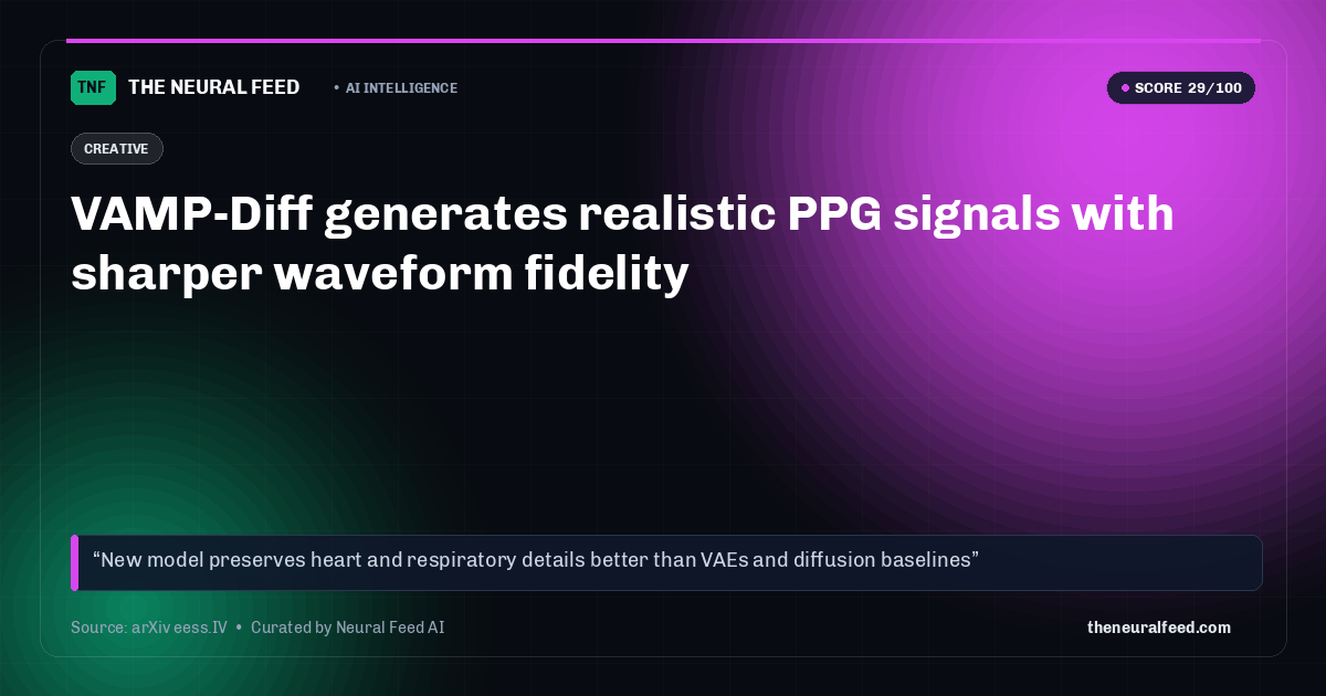 VAMP-Diff generates realistic PPG signals with sharper waveform fidelity