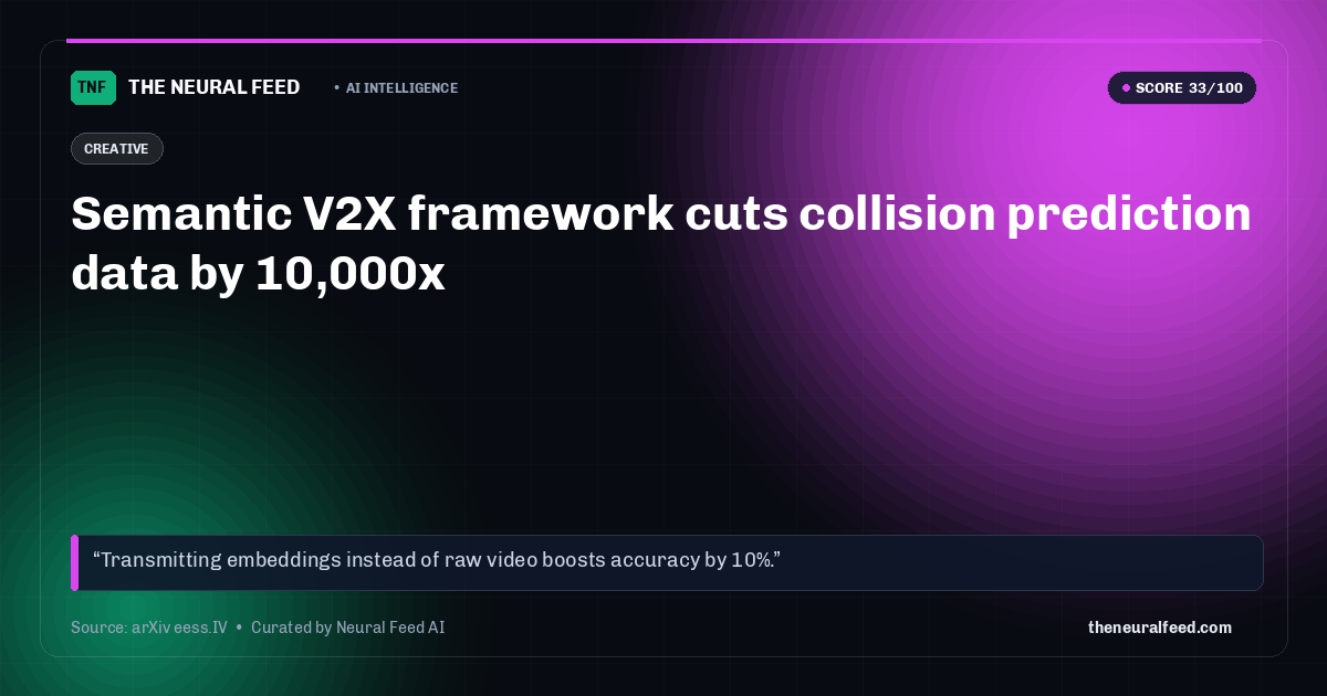 Semantic V2X framework cuts collision prediction data by 10,000x