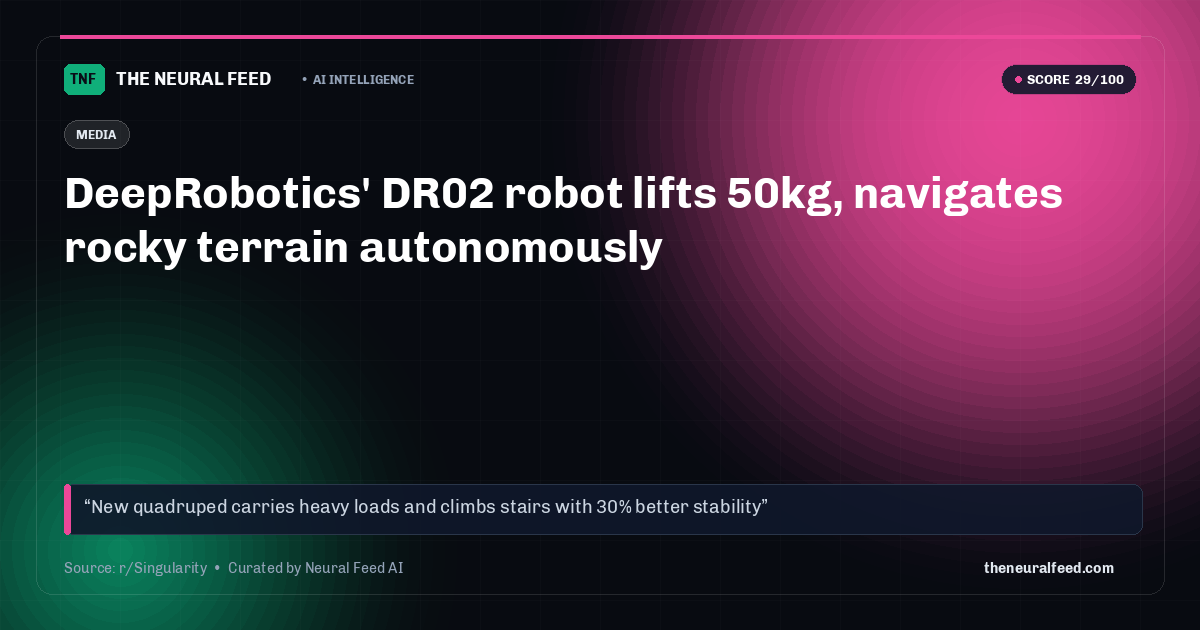 DeepRobotics' DR02 robot lifts 50kg, navigates rocky terrain autonomously