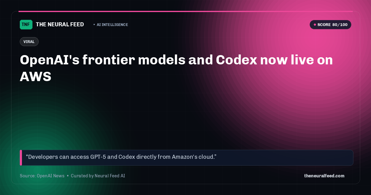 OpenAI's frontier models and Codex now live on AWS
