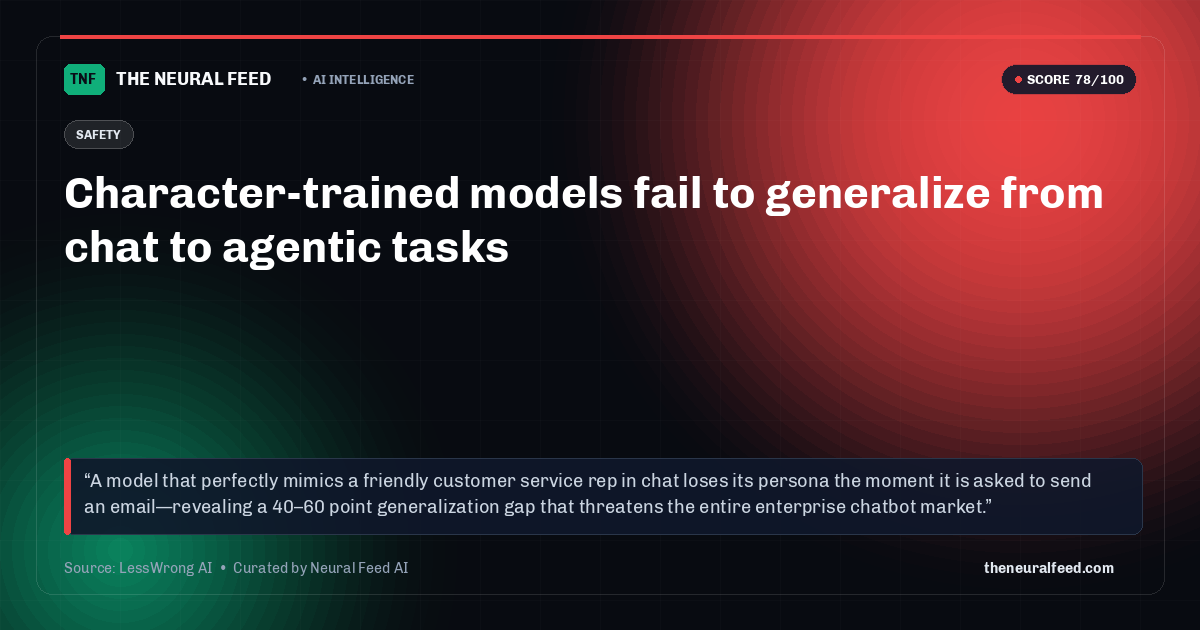 Character-trained models fail to generalize from chat to agentic tasks