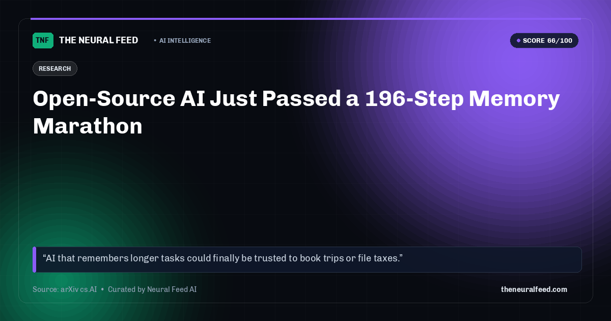 Open-Source AI Just Passed a 196-Step Memory Marathon
