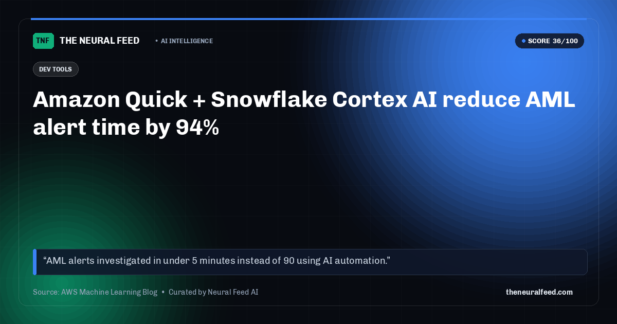 Amazon Quick + Snowflake Cortex AI reduce AML alert time by 94%