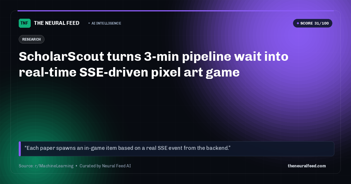 ScholarScout turns 3-min pipeline wait into real-time SSE-driven pixel art game
