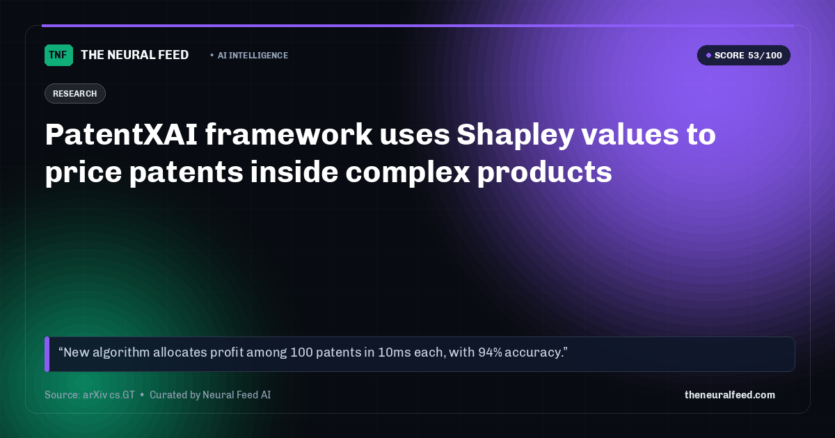 PatentXAI framework uses Shapley values to price patents inside complex products