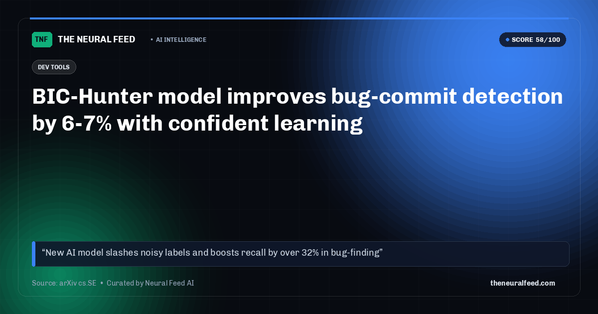 BIC-Hunter model improves bug-commit detection by 6-7% with confident learning