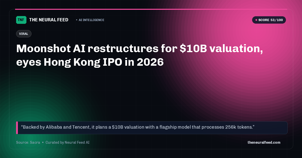 Moonshot AI restructures for $10B valuation, eyes Hong Kong IPO in 2026