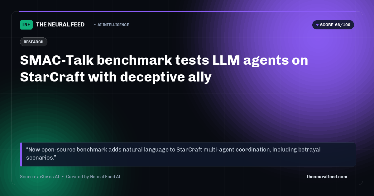 SMAC-Talk benchmark tests LLM agents on StarCraft with deceptive ally