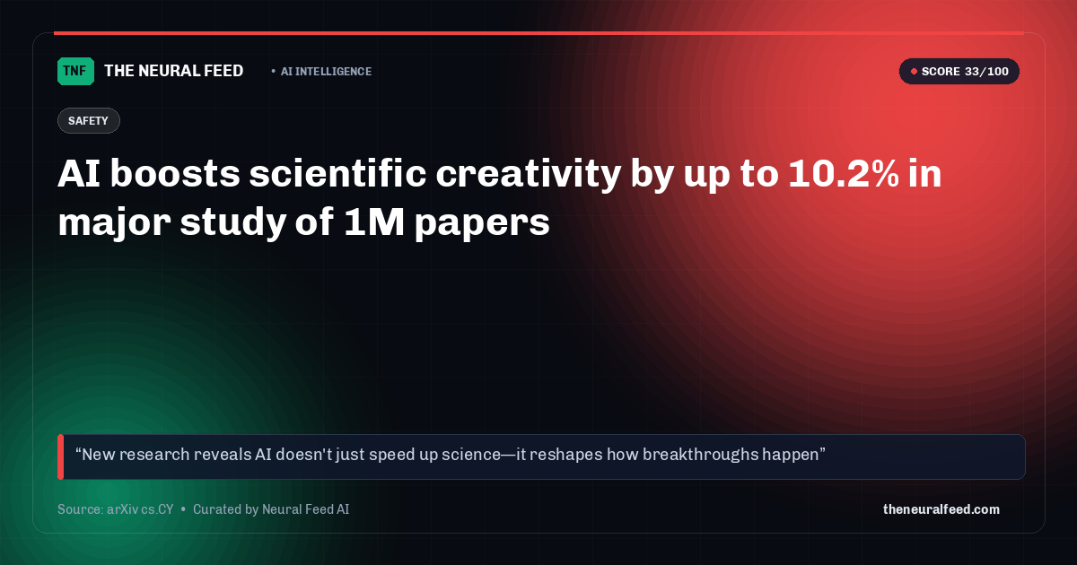 AI boosts scientific creativity by up to 10.2% in major study of 1M papers