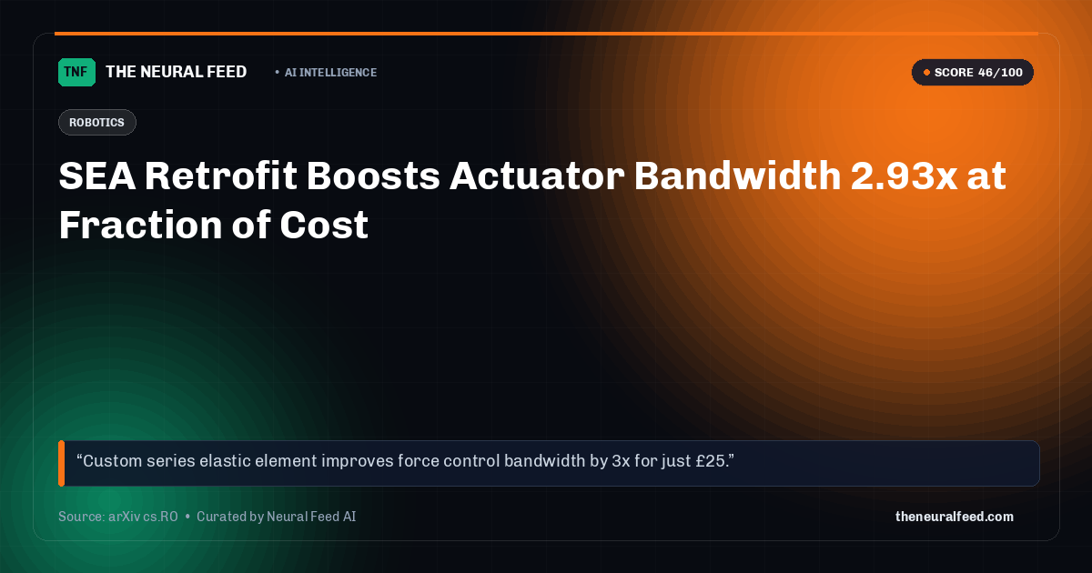 SEA Retrofit Boosts Actuator Bandwidth 2.93x at Fraction of Cost