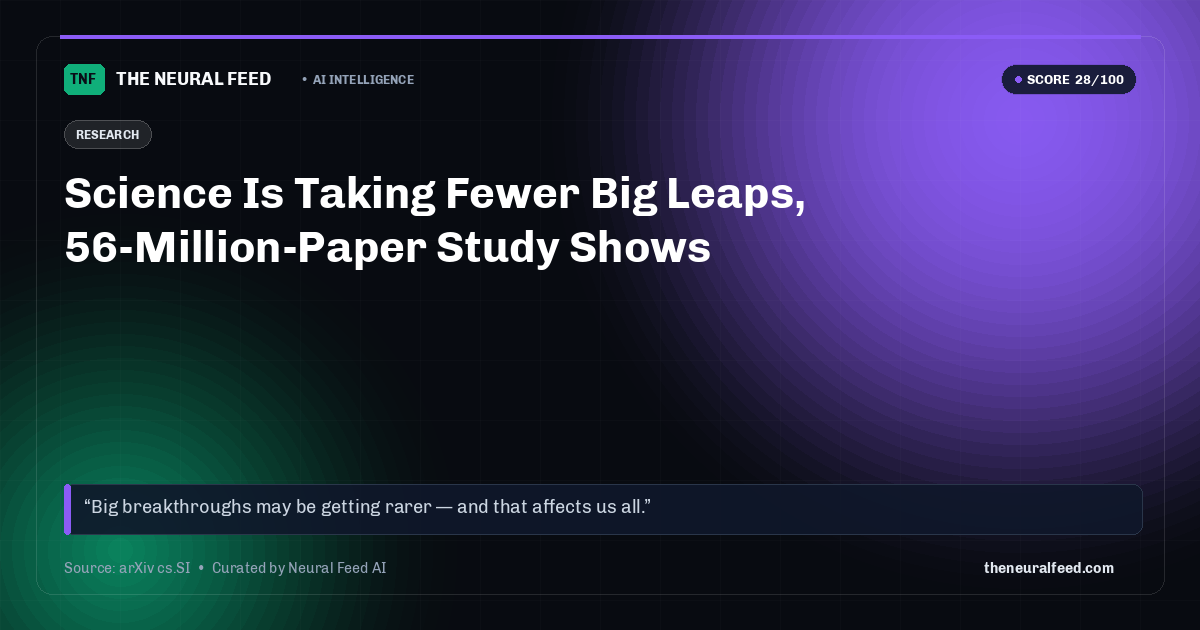 Science Is Taking Fewer Big Leaps, 56-Million-Paper Study Shows