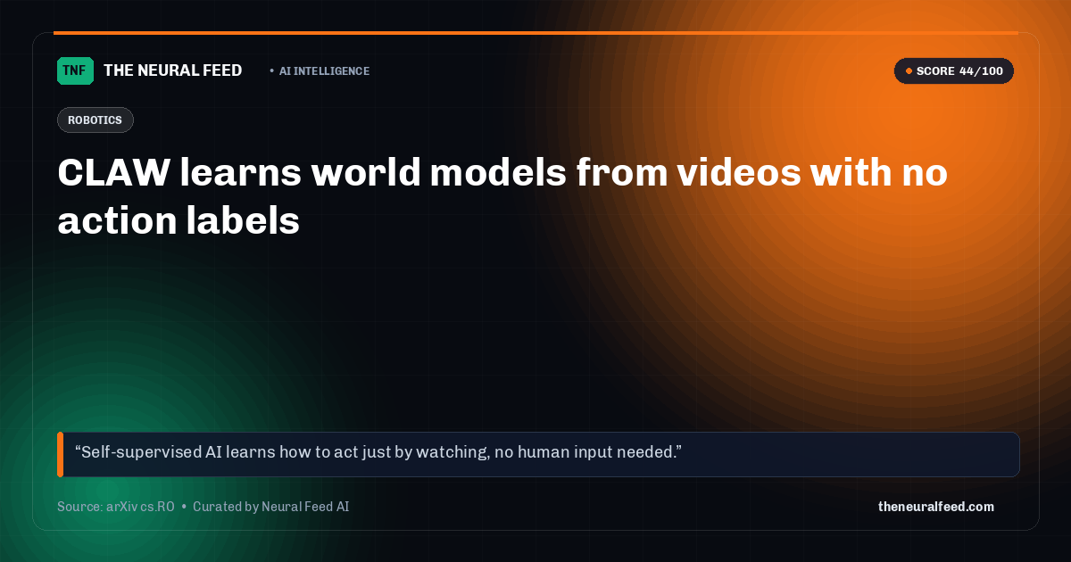 CLAW learns world models from videos with no action labels