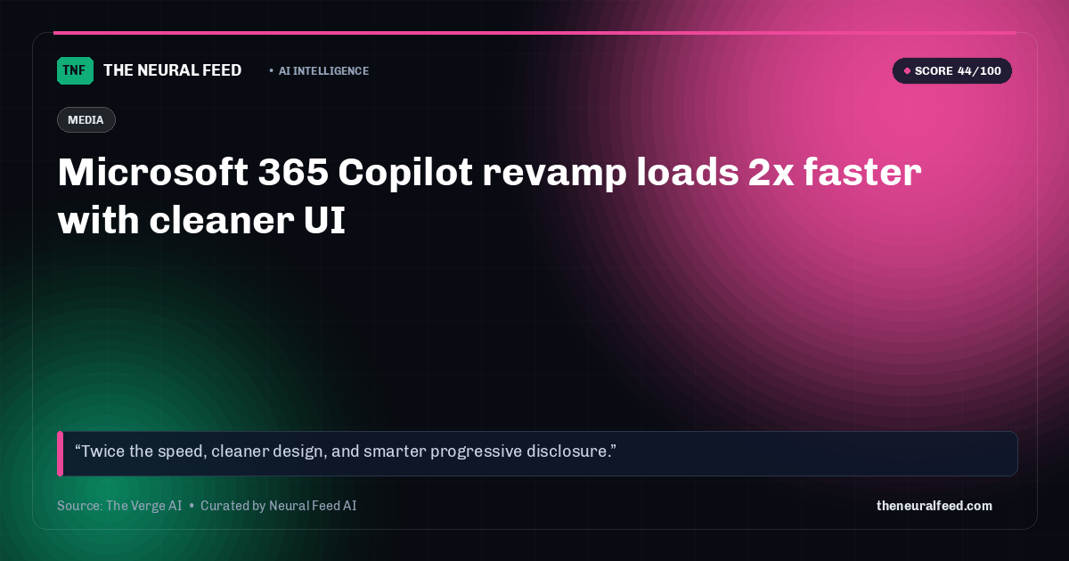 Microsoft 365 Copilot revamp loads 2x faster with cleaner UI