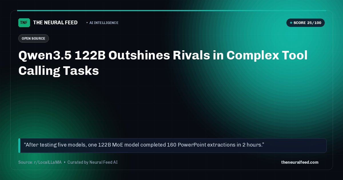 Qwen3.5 122B Outshines Rivals in Complex Tool Calling Tasks