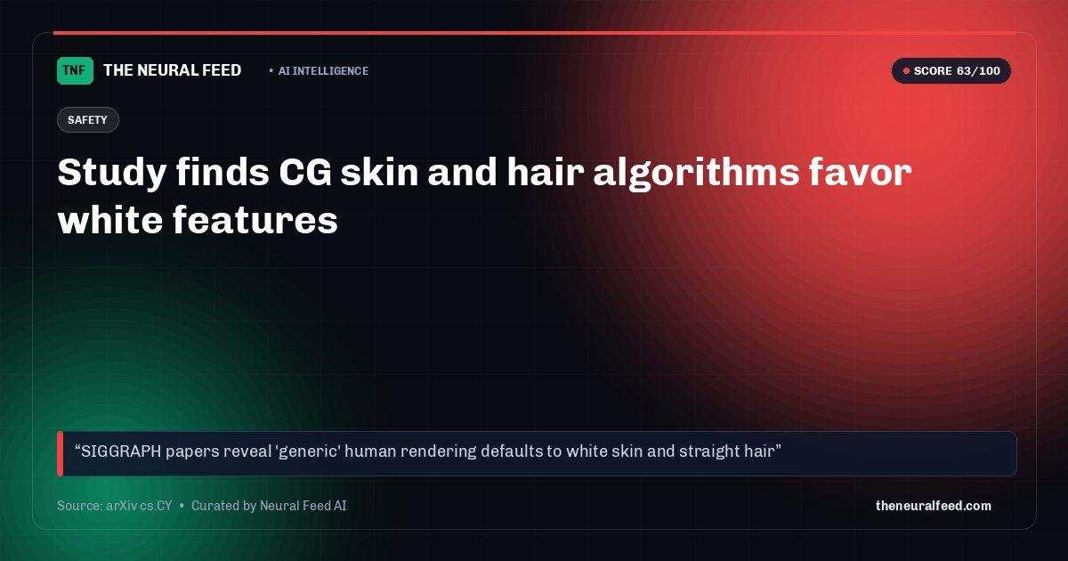 Study finds CG skin and hair algorithms favor white features