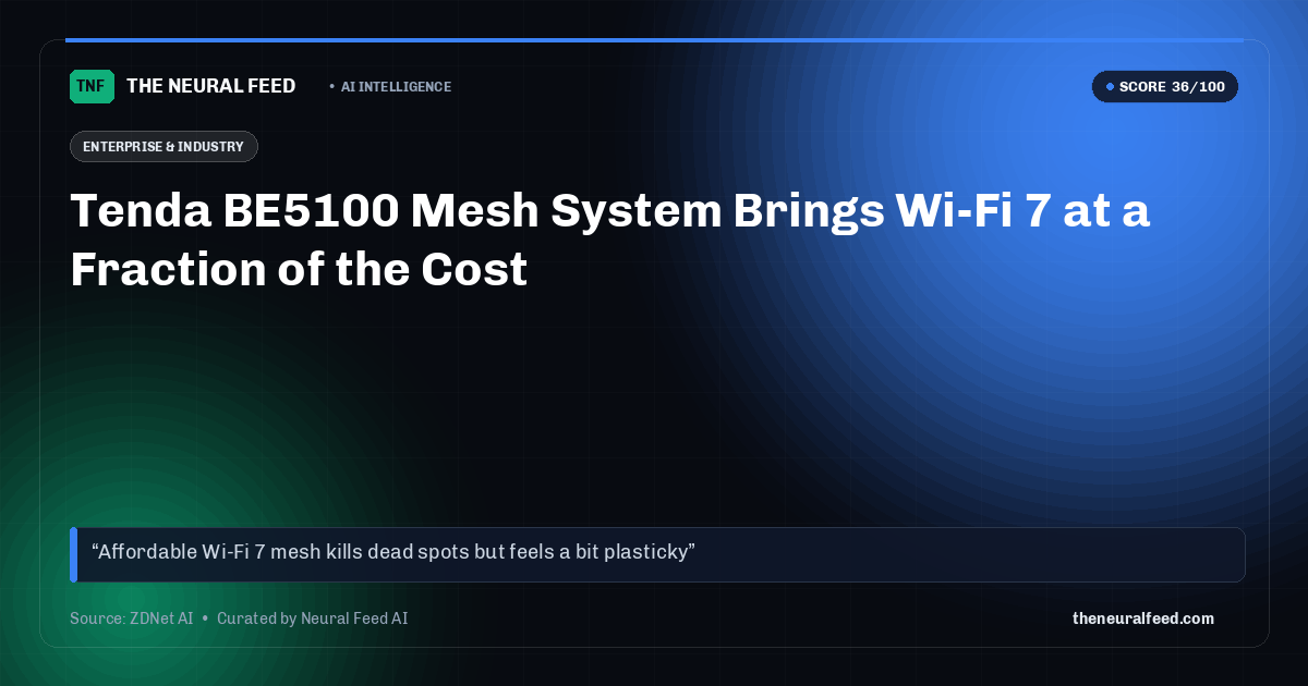 Tenda BE5100 Mesh System Brings Wi-Fi 7 at a Fraction of the Cost