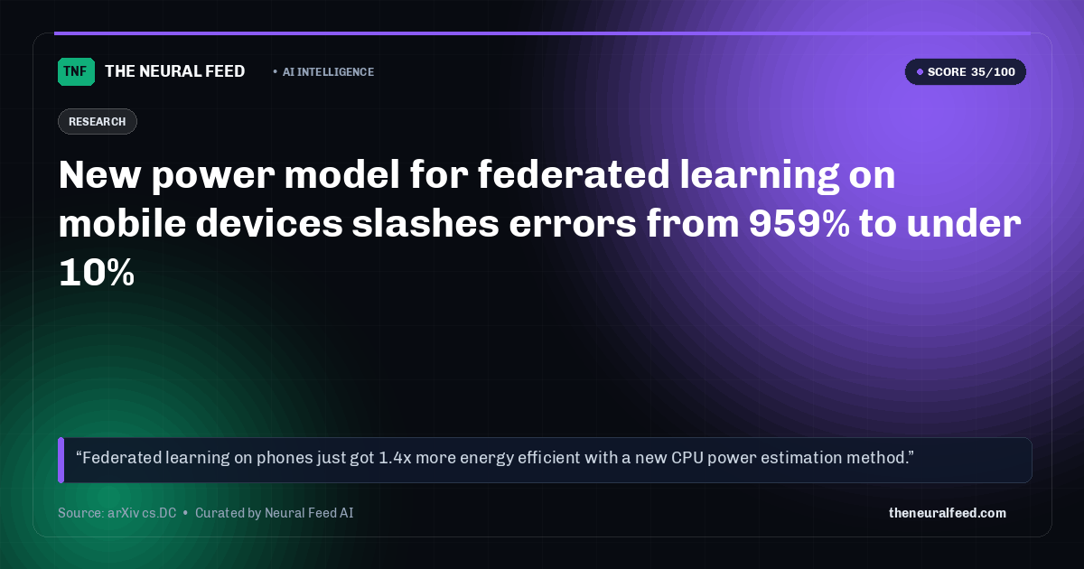 New power model for federated learning on mobile devices slashes errors from 959% to under 10%