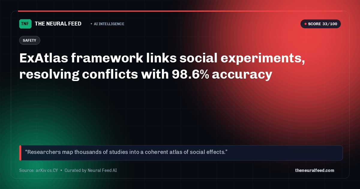 ExAtlas framework links social experiments, resolving conflicts with 98.6% accuracy