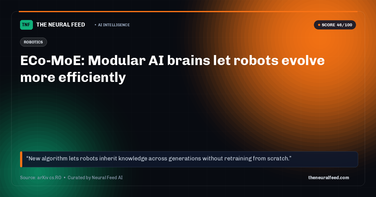 ECo-MoE: Modular AI brains let robots evolve more efficiently
