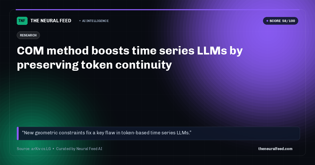 COM method boosts time series LLMs by preserving token continuity