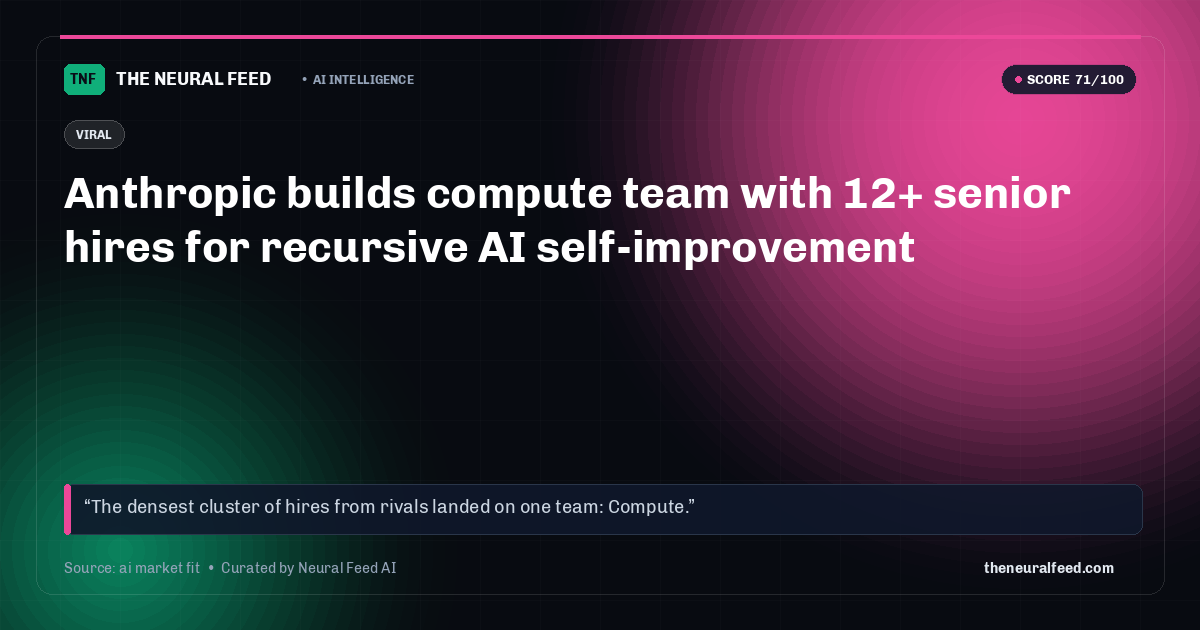 Anthropic builds compute team with 12+ senior hires for recursive AI self-improvement