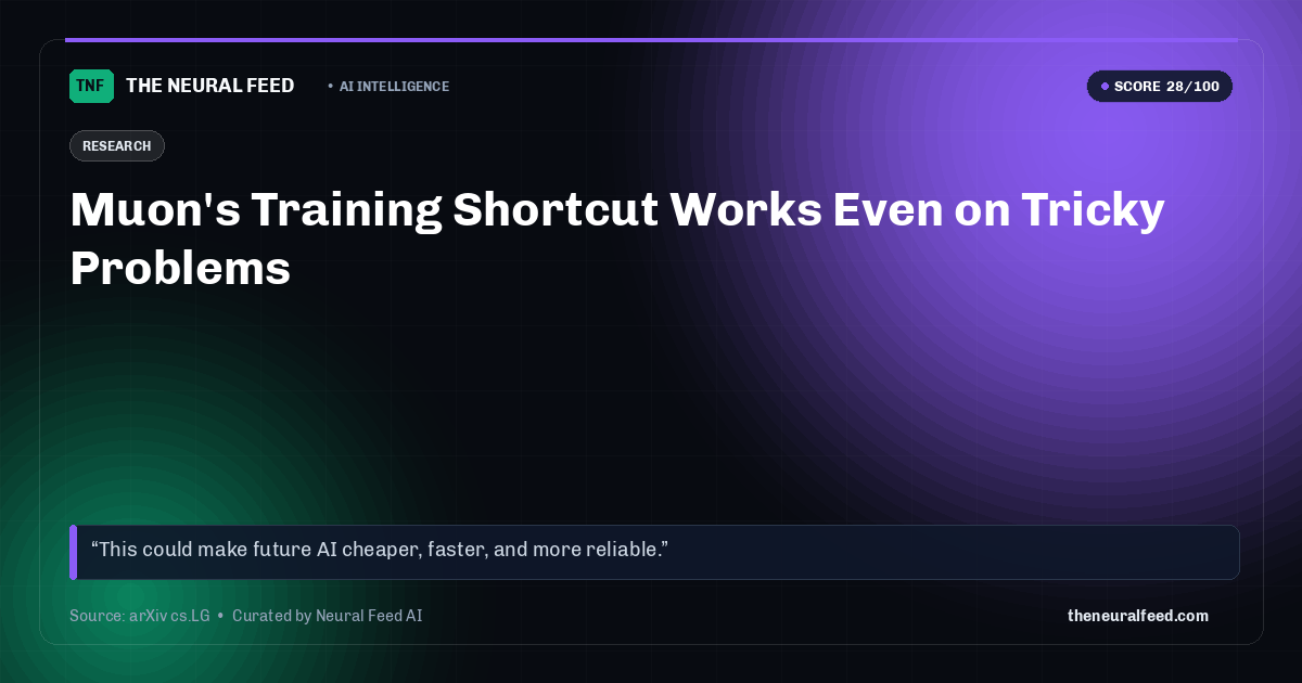Muon's Training Shortcut Works Even on Tricky Problems
