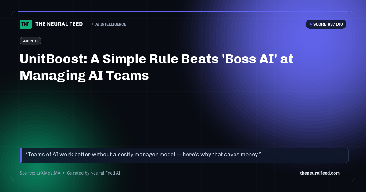 UnitBoost: A Simple Rule Beats 'Boss AI' at Managing AI Teams
