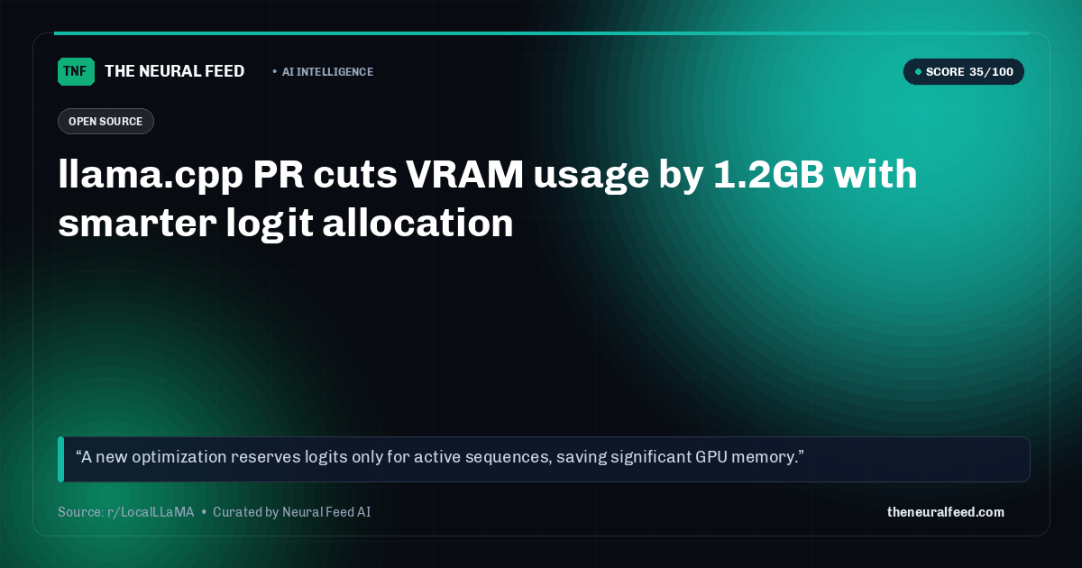 llama.cpp PR cuts VRAM usage by 1.2GB with smarter logit allocation