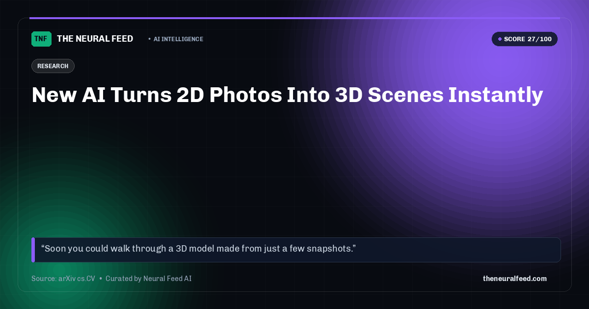 New AI Turns 2D Photos Into 3D Scenes Instantly