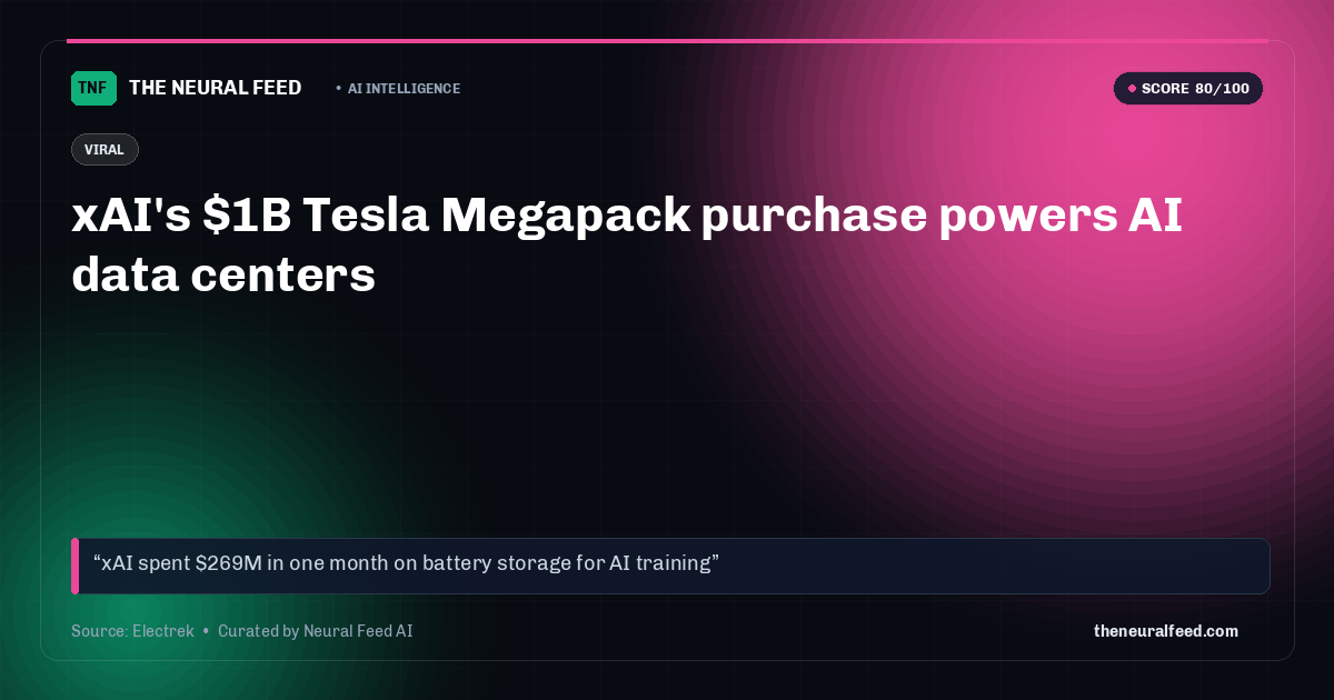 xAI's $1B Tesla Megapack purchase powers AI data centers