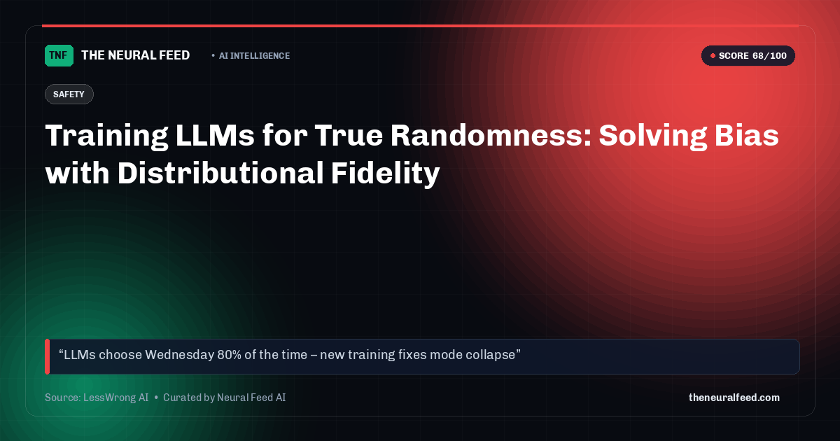 Training LLMs for True Randomness: Solving Bias with Distributional Fidelity